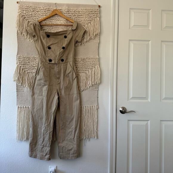 Marissa Webb Khaki Off the Shoulder Jumpsuit - Picture 1 of 7